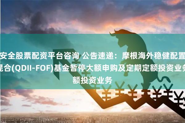 安全股票配资平台咨询 公告速递：摩根海外稳健配置混合(QDII-FOF)基金暂停大额申购及定期定额投资业务