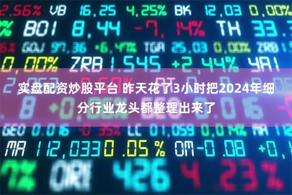 实盘配资炒股平台 昨天花了3小时把2024年细分行业龙头都整理出来了