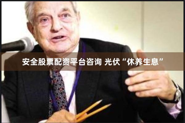 安全股票配资平台咨询 光伏“休养生息”