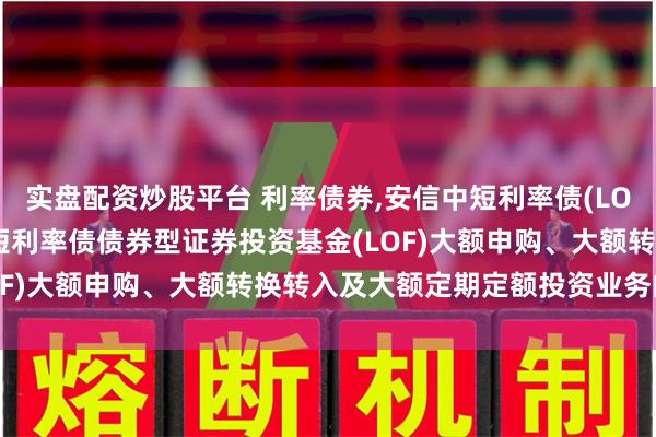实盘配资炒股平台 利率债券,安信中短利率债(LOF)D: 关于暂停安信中短利率债债券型证券投资基金(LOF)大额申购、大额转换转入及大额定期定额投资业务的公告