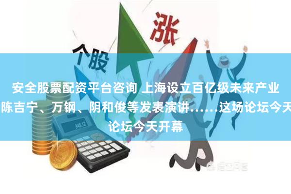 安全股票配资平台咨询 上海设立百亿级未来产业基金 陈吉宁、万钢、阴和俊等发表演讲……这场论坛今天开幕