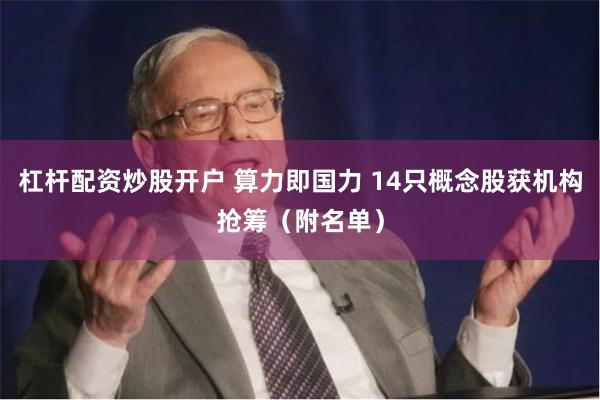 杠杆配资炒股开户 算力即国力 14只概念股获机构抢筹（附名单）